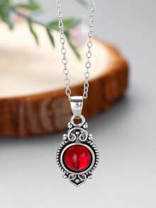 1件/條哥德式復古紅色石英水晶項鍊蝴蝶項鍊,吸血鬼浮雕女巫珠寶配飾復古項圈