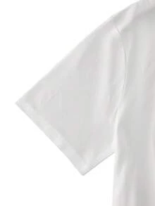 Customized 2 Pieces Set For Men: White T-Shirt And Black Shorts, Casual & Loose Fit. Upload Your Own Photo, Logo (Partner/Pet/Group Photo), And Input Text (Name, Slogan, Funny Text, Blessing) For Personalized Gift Idea For Boyfriend, Family, Friend, Birthday, Holiday, Anniversary, Party, Company Event - White - View 9