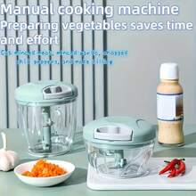 1pc Manual Meat Grinder And Garlic Chopper - Rotary Garlic Press With Transparent Container, Ideal For Chopping Vegetables And Onions - Great For Kitchen And RV Outdoor Cooking Accessories, RV Cooking Equipment | Ergonomic Design | Manually Operated Garlic Chopper, No Batteries Required
