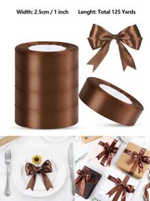125 Yards/1 Inch Single-Sided 31-Color Solid Color Satin Ribbon Set, 125 Yards/1 Inch Wide Per Roll, Various Ribbons Suitable For Gift Wrapping, Christmas, Weddings, Parties, Flower Decorations