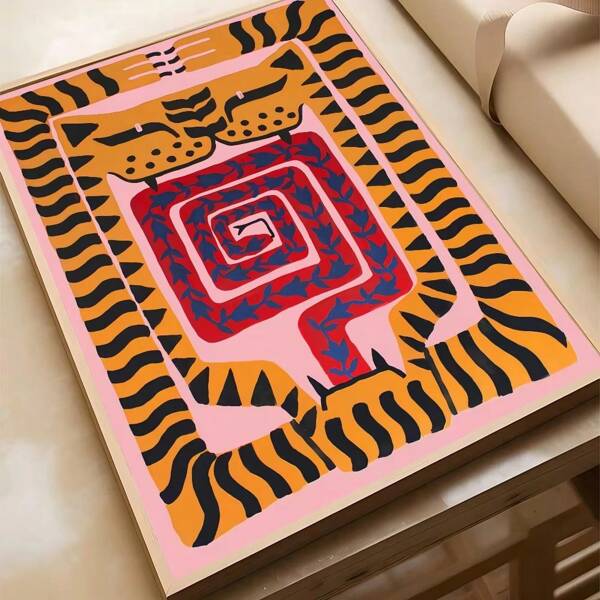 1 Pc Wild Leopard Tiger Vase Fashion Canvas Print Poster Animal Wall Art Modern Home Living Room Bedroom Entrance Bar Cafe Bar Room Frameless Decorative Painting