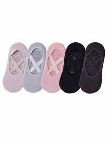 1/2/5 Pairs Women Non-Slip Yoga Socks With Rubber Grips, Multicolor Low Cut Ankle Socks For Pilates, Dance, Workout, Indoor Exercise, For Gym