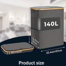 سلة غسيل كبيرة بغطاء سعة 140 لتر، مع حقيبة قابلة للفصل واللصاق، سلة ملابس متسخة قابلة للطي بمقبض، مناسبة لغرف النوم والحمامات والجامعات، اللون رمادي