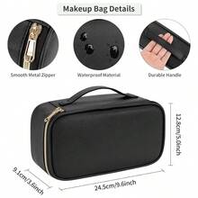 Local Delivery-OCHEAL Small Cosmetic Bag,Portable Cute Travel Makeup Bag For Women And Girls Makeup Brush Organizer Cosmetics Pouch Bags - 01-黑色 - 查看 3