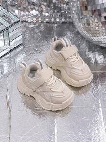 2025 Nouvelles Baskets Décontractées pour Enfants Printemps/Automne, Unisexe, Avec Patches de Couleurs Vives sur le Dessus, Semelles Épaisses Souples et Anti-Dérapantes - Beige - Voir 3