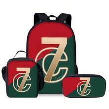 Football Digital Printed Backpack Three Pieces Set (Single-Layer Backpack + Shoulder Strap Lunch Bag + Single-Layer Pencil Bag) Bag For School College, School Supplies, School Backpack, School Bag, School Bag Set, Backpack For School, Back To School Backpack, School Bookbag, Big Backpack, Backpack School, Back To School Bags, Large Capacity, Lightweight, Portable, With Pencil Case, Suitable For Teen Girls Women College Students, Perfect For Back To School, First Day Of School, Middle School, High School - Black - View 13