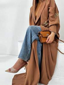 Modest Muslim Middle Eastern Dubai Fashion Abaya Dress With Embroidery & Sequins, Without Headscarf