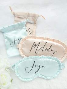 2 buah Masker Tidur Tepi Bergelombang dengan Nama Kustom dan Tas Penyimpanan, Masker Mata Tidur Lembut Satin dengan Kombinasi Huruf yang Dipersonalisasi, Suvenir Pesta Pernikahan, Set Masker Tidur Tepi Bergelombang Mirip Satin Mengkilap, Hadiah Terbaik untuk Pengiring Pengantin, Hadiah Pesta Pernikahan untuk Wanita - MultiWarna - View 5