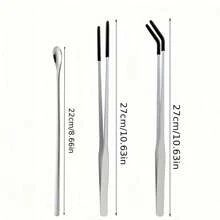 Set di attrezzi in acciaio inossidabile per l'alimentazione di rettili, con testa in gomma - Pinzette per rettili striscianti, adatte per lucertole, lucertole dalla criniera, geco, rane, criceti, tartarughe, pesci, conigli, distributori d'acqua per conigli, mangiatoie, cucchiai per l'alimentazione delicata della bocca, accessori per animali striscianti