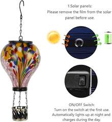 Starsoul Hot Balloon Solar Lantern With Flower Projection Metal Outdoor Waterproof Hot Balloon Solar Lights Hanging Lantern For Garden Yard Patio Decor - 紮染-G - 查看 4