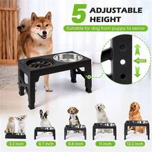 Canine Lift Up Dog Bowl With 2 Stainless Steel Dog Food Bowls, Adjustable To 5 Heights (3.2', 8.7', 9.8', 11.0', 12.2") For Small, Medium And Large Dogs - Black - View 4
