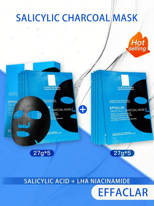 La Roche-Posay La Roche-Posay EFFACLAR SALICYLIC CHARCOAL MASK 27g*5 Tablets 1 Box+Single*5 Tablets