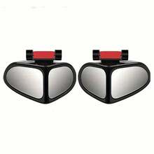 2pcs Oval Blind Spot Mirrors, Universal Type, Front Mount, Flat Wide Angle Adjustable Side Rearview Mirrors, Suitable For Multiple Vehicles - Black - View 12