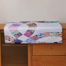 Ultraweiche, warme, leichte Flanelldecke - bunter Retro-Patchwork-Stil - geeignet für alle Jahreszeiten, ideal für Zuhause, Reisen, Camping, Sofa, Bett und Büro-Schlafzimmer Dekoration