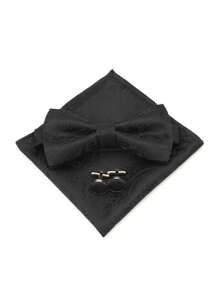 Set de 3 piezas que incluye corbata con estampado retro de cachemira, pañuelo y gemelos, accesorios formales para padrinos de boda y negocios