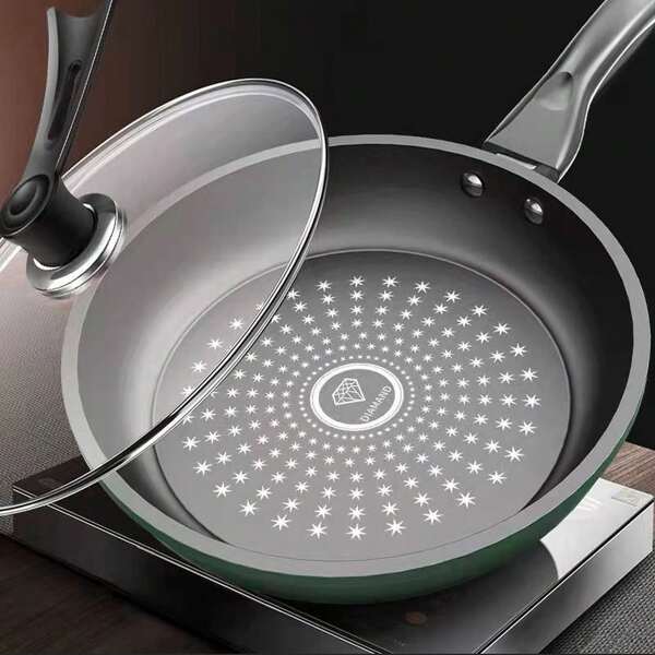 Sartén antiadherente de 24 cm (sin tapa), con revestimiento de perla de cristal, apta para bebés, universal para cocina de gas o inducción, de nuevo diseño, sencilla y práctica.