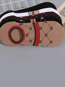 5 Pairs Women's Letter & Stripe Pattern French Luxury Vintage Style Versatile Invisible Liner Socks