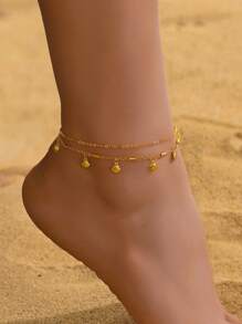 Cadena de tobillo de aleación de cobre estilo bohemio de moda, colgante de concha de vida marina, tobillera adecuada para el uso diario de las mujeres, playa de verano, accesorios para los pies de fiesta de niñas