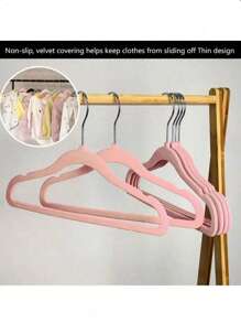 20pcs/10pcs Assorted Flocked Kids Clothes Hangers, Non-Slip Drying Racks, Flocked Baby Hangers - Non-Slip Hangers Suitable For Infant, Toddler, Baby Clothes - Wardrobe Children Hangers With Slim Design, Essential Home Storage