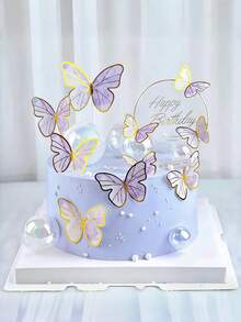 50 قطعة مصنوعة يدوية لتزيين كيك العيد، بطاقة شكل قلب، زخارف فراشات، شريط معدني وغراء، زخارف لولؤية، علامة نجمة عيد ميلاد، قابس قلب لولؤي، ديكور منظر الحلوى، زفاف إبداعي، حفلة عيد ميلاد