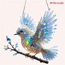 2d Flat, Hummingbird Sun Catcher - Acrylic Stained Glass Effect Hanging Decor With , Indoor_outdoor Holiday & Home Decor, No Electricity Needed, Outdoor Decoration, Intricate Feather Details, Bedroom, Living Room, Outdoor Decor, Indoor Outdoor Decor