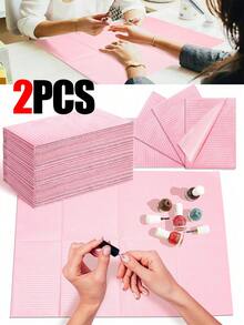 125片一次性美甲桌垫，美甲桌巾垫，三层亚克力美甲餐巾纸，美甲垫纸，防水美甲贴片纸，家用美甲沙龙专用 - 粉色 - 查看 13