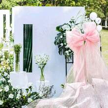 大型粉色蝴蝶结生日派对装饰，巨型粉色蝴蝶结派对背景装饰，大型欧根纱巨型蝴蝶结悬挂装饰，适用于婚礼、新娘单身派对、圣诞装饰、家居圣诞礼物、圣诞装饰