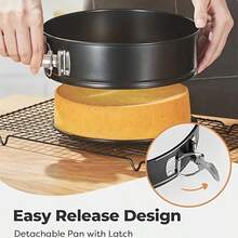 3pcs Round Spring Cake Pan, Carbon Steel Baking Pan, Baking Tool, Detachable Bottom, Non-Stick, Leak-Proof Design, Multi-Functional Home Cake Mold, Kitchen Utensils, Kitchen Small Tools - Multicolor - View 4