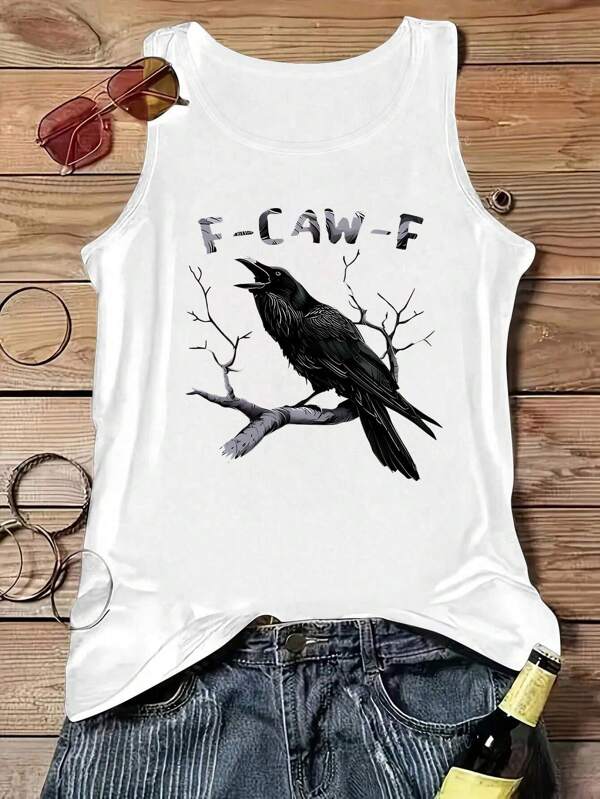Cool Raven "F-CAW-F" Graphic Tank Top, Summer Outfit