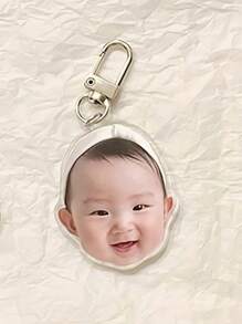 1pc Customized Portrait Acrylic Keychain, Personalized Photo Keychain Gift For Boyfriend/Girlfriend, Husband/Wife, Dad/Mom, Photo Gifts For Valentine's Day, Birthday, Baby Anniversary, Father's Day, Mother's Day, Unique Gift For Her/Him Back To School