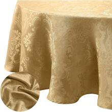 Local Delivery--Home Fashions Elegance Damask Waterproof, Stain & Wrinkle Resistant Fabric Tablecloth, 60" X 120" Oblong/Rectangle, Gold - Gold - View 8