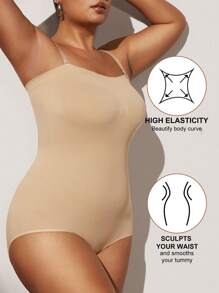 1pc Plus Size Women Black Seamless Bodysuit Body Shaper With Waist Cincher Tummy Control And Butt Lifter Flat Belly Sheath Slimming Shapewear Waist Trainer Butt Lifter