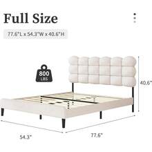 Twin/ Full/ Queen Size Bed Frame With Headboard, Upholstered Platform Bed Frame With Strong Wooden Slats Support, Two Bed Forms Design, No Boxing Spring Needed, Easy Assembly, Pink/ Rose Pink/ Beige/ Black/ Brown/ Green - Beige - View 9