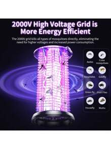 1 pezzo Lampada elettrica antizanzare da 2000 V con batteria ricaricabile Li-Ion 2000mAh USB, dispositivo portatile bifunzionale per catturare e uccidere zanzare e mosche, luce killer di insetti per uso domestico, esterno, giardino, ristorante - Materiale PP, efficace per falene, vespe, moscerini, mosche della frutta