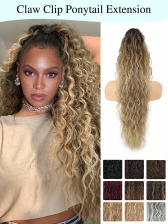 Ponytail Extension Claw 30" Long Curly Pony Tail Claw Clip In Hair Extension Fluffy Natural Looking Synthetic Hairpiece For Women