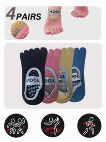 1 Pair /4 Pairs Of Women's Five-Finger Socks, Professional Anti-Slip Flat Socks, Yoga Socks, Fitness Socks, Toe Separation Socks