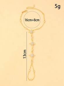 1 chiếc vòng tay hình ngôi sao phong cách Bắc Âu mới, trang sức dây chuyền đính đá Rhinestone đa năng cá nhân hóa dành cho phụ nữ - Vàng - Xem 4