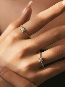 FOREVER QUEEN 1 Stück 925 Sterling Silber Vierblatt Kleeblatt Ring Stapelbar Bead Fingerring für Damen Schmuck