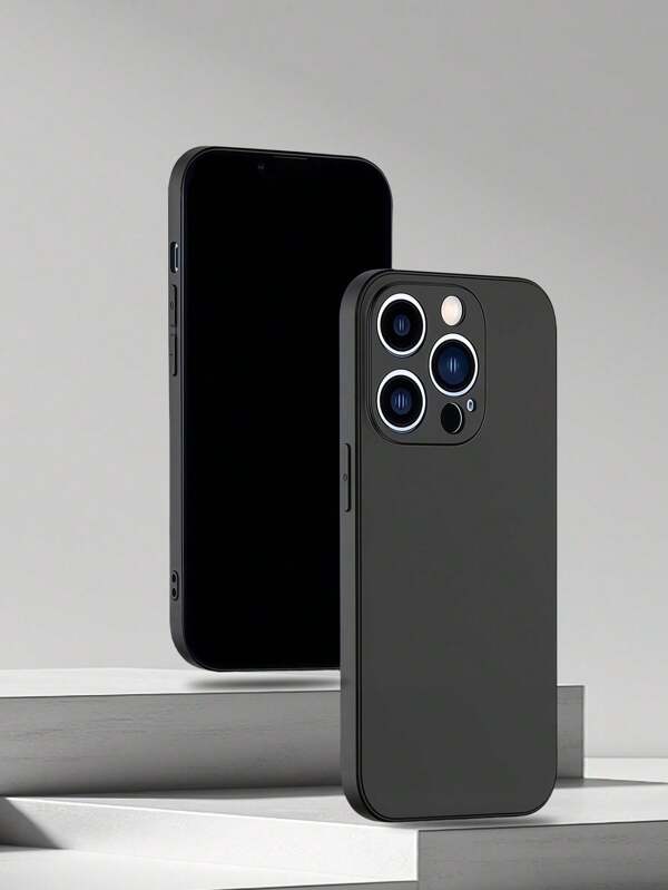 1pc Black Shockproof Phone Case For /Apple//Honor//OPPO//Vivo//Infinix Series, Black Phone Protective Case, Phone Cover, Shock Proof Phone Case, Black Phone Case, Minimalist Phone Case, Solid Color Phone Case, Black Phone Case, TPU Shockproof Phone Case (Military Grade Drop Protection)