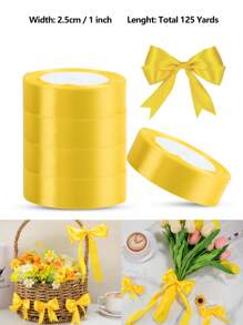 125 Yards/1 Inch Single-Sided 31-Color Solid Color Satin Ribbon Set, 125 Yards/1 Inch Wide Per Roll, Various Ribbons Suitable For Gift Wrapping, Christmas, Weddings, Parties, Flower Decorations