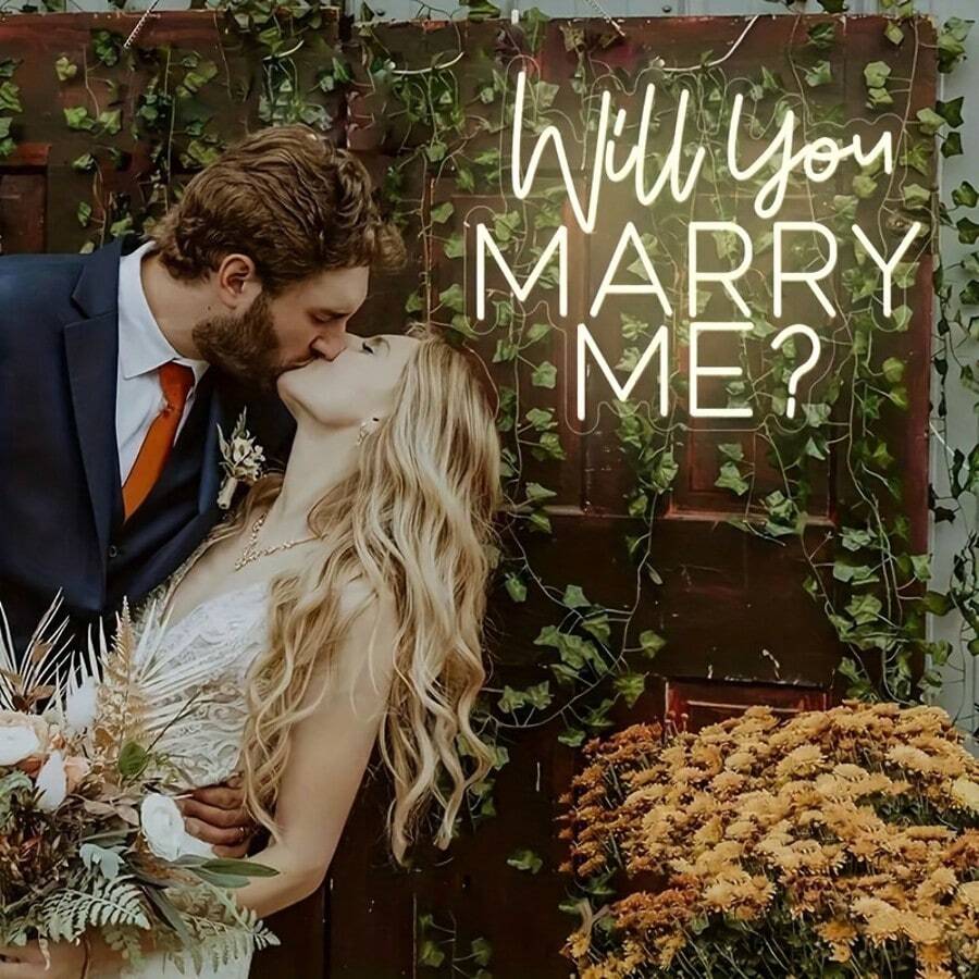 NEON FINE NF“你愿意嫁给我吗”LED 霓虹灯 - 求婚和订婚派对壁挂装饰，多用途 USB 供电塑料标牌，带开关控制，非常适合新娘送礼会和婚礼装饰