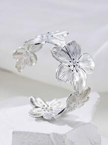 2pcs Retro Elegant Bohemian Floral Bow Adjustable Open Bangle Bracelet, Vintage Rustic Simple Personalized High-End Basic Stacking Jewelry For Women, Suitable For Daily Outfit, Gift For Friends, Family, Girlfriend, Valentine's Day, Mother's Day, All Season