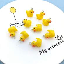 50pcs Cute Mini Resin Duck Pendant, Cartoon Small Yellow Duck Charms For DIY Jewelry, Keychains, Bracelets, Earrings