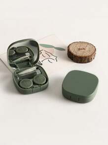 1pc Classic Retro Solid Color Portable Leakproof Contact Lens Box Kit With Mirror&Remover Tool, Contact Lens Container Soak Storage Kit For Travel&Home Eye Contacts Contact Lenses For Eyes Colored Contacts Halloween