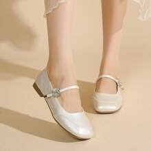 Nuevos zapatos planos tipo Mary Jane de primavera y otoño, estilo francés casual y cómodo, punta cuadrada lisa - Blanco - Ver 1