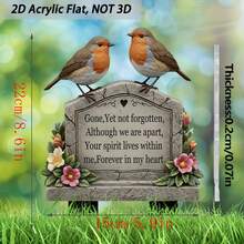 2D Flat, 1pc Classic 2D Flat Memorial Garden Stake - Durable Plastic Grave Decoration With Heart & Floral Design, No Electricity Needed For Memorial Gardens, Gravesites, Lawns, Memorial Day Decor, Lawn Decor, Peaceful Cemeteries, Weather-Resistant, 2D Flat - Multicolor - View 7