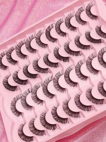 Set di ciglie finte da 20~1 D, ricci, morbide, drammatiche in 3D in pelliccia di visone nera, lunghe e sottili, multistrato di diverse lunghezze, con confezione extra-large, adatte per matrimoni, feste, club, riunioni di lavoro quotidiane, per spose, studentesse, compleanni e altre occasioni