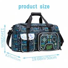 1 件儿童动物行李袋男孩旅行袋礼物男孩过夜袋手提包男孩过夜袋健身舞蹈包带鞋隔层 - 男款旅行袋 - 查看 3