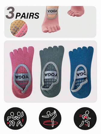 1 par / 4 pares de calcetines de mujer con cinco dedos, calcetines planos profesionales antideslizantes, calcetines de yoga, calcetines de fitness, calcetines con separación de dedos