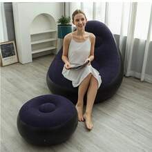 Inflatable Recliner Chair, Foldable Portable Slouchy Sofa With Footrest, Suitable For Living Room And Bedroom - Brown-lazy Inflatable Sofa - View 5